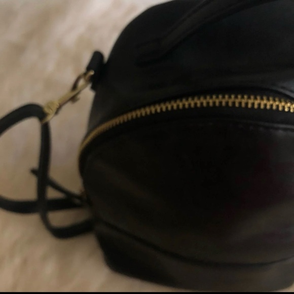 Black Faux Leather Mini Adjustable Backpack Crossbody Bag - Picture 2 of 3